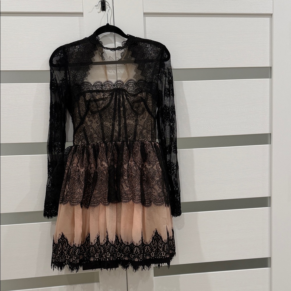 Bronx and Banco Black and Pink Lace Dress
